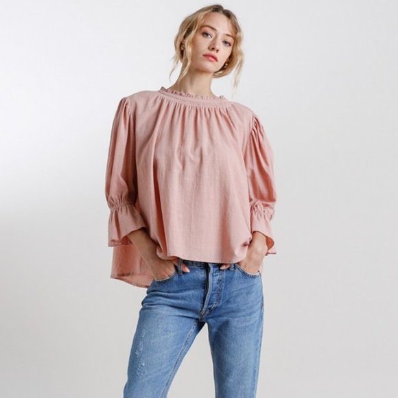 umgee ruffle sleeve top
